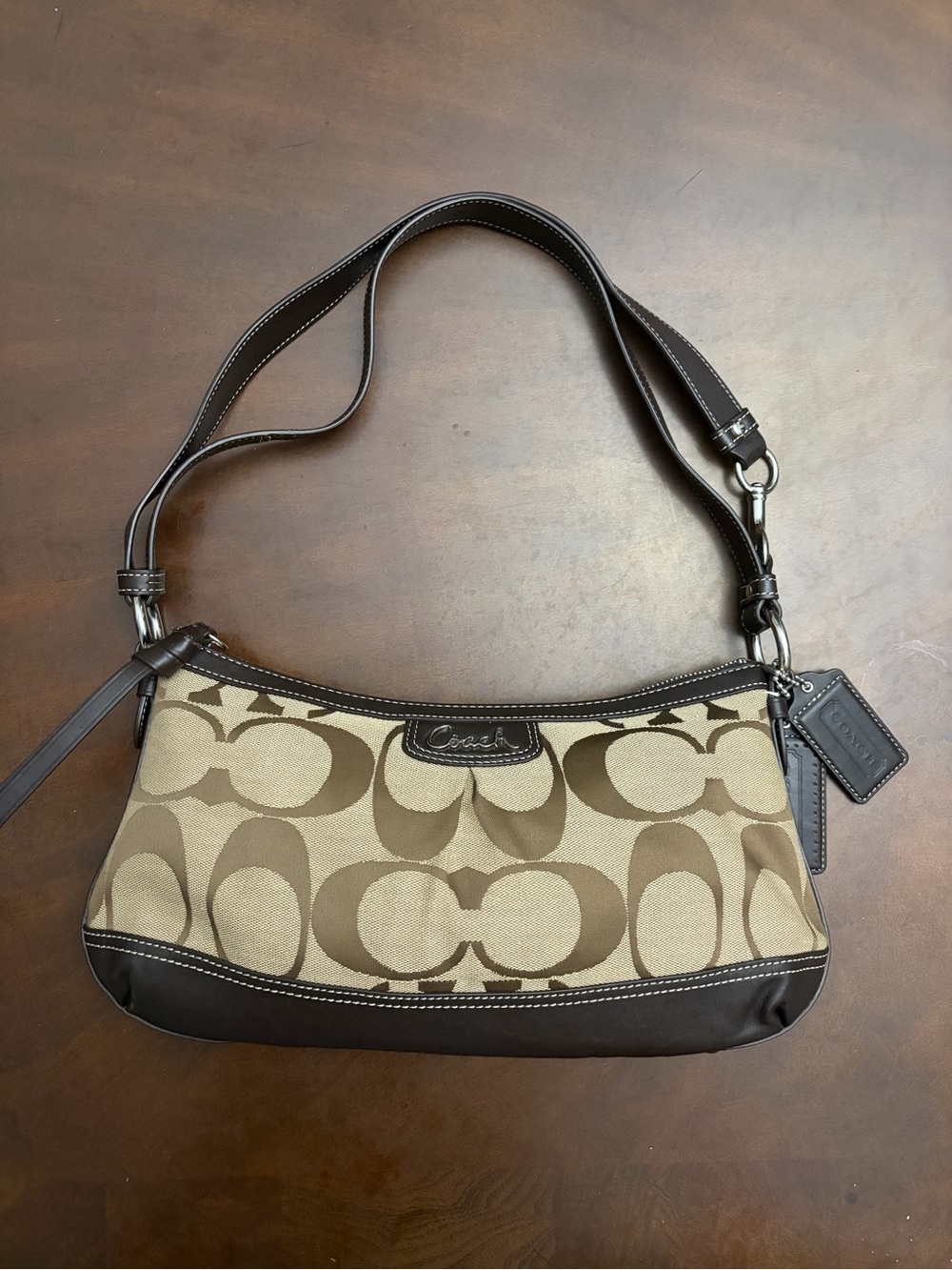 Vintage Coach Brown Monogram Crossbody Bag
